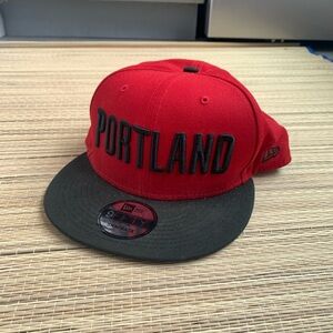 New Era Red Portland Trail Blazers SnapBack Cap with Black Brim NBA